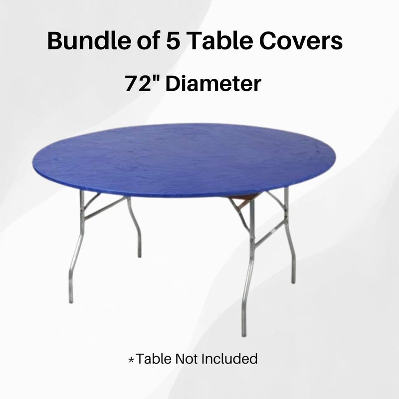 Kwik-Covers 72" Round Fitted Plastic Table Covers, Bundle of 5 (Royal Blue) - Image 2